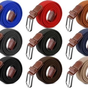 Men's Women Multi-Color Woven Belts Set 9 Pc Size 40 Casual
